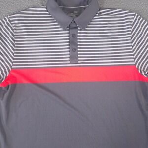 Under Armour Polo Shirt Mens Large Grey Coldblack Heatgear Striped Performance